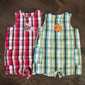 Carter’s 2 pack plaid overall onesies for baby 6 months